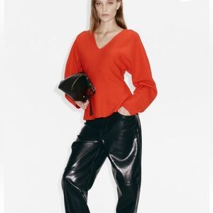 H&M Bright Red V-Neck Women's Sweater